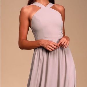 Long Taupe semi formal dress, Lulus brand, Small